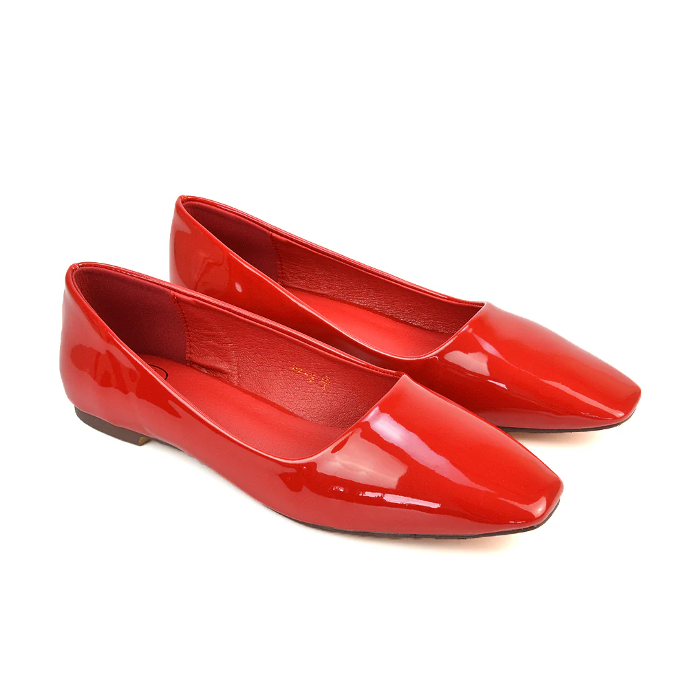 Maci Square Toe Slip on Flat Heel Ballerina Pumps in Silver Metallic - Image 7
