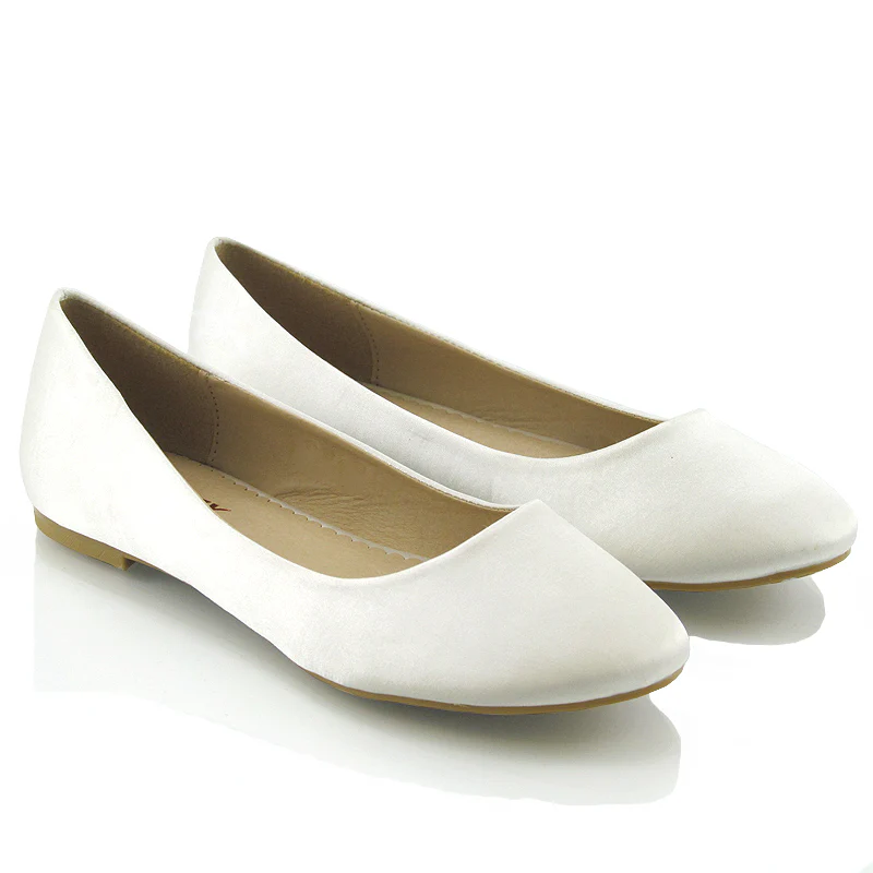 MALEFICENT FLAT BLOCK HIGH HEELED SLIP ON BALLERINA PUMP SHOES IN IVORY SATIN - Image 4