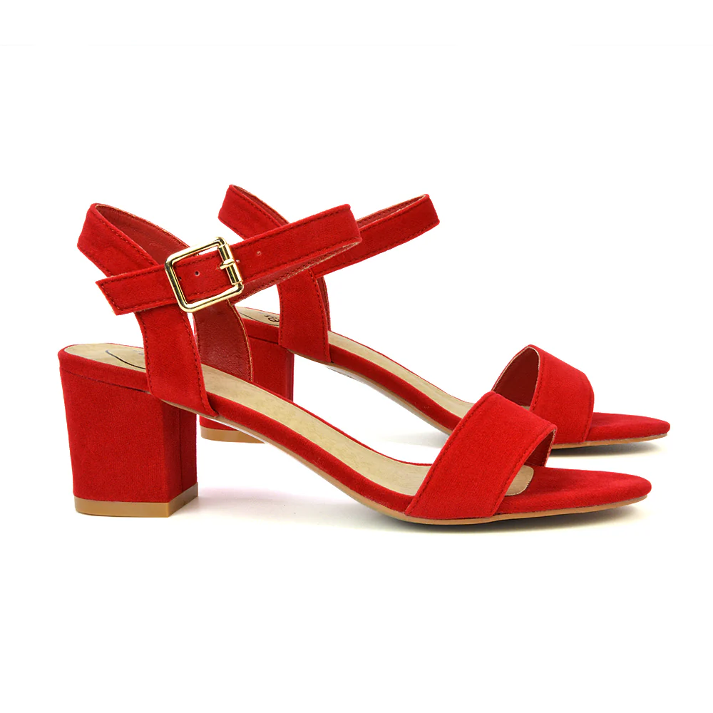 Mariana Strappy Buckle Up Mid Block Heel Sandals in Gold Metallic - Image 16