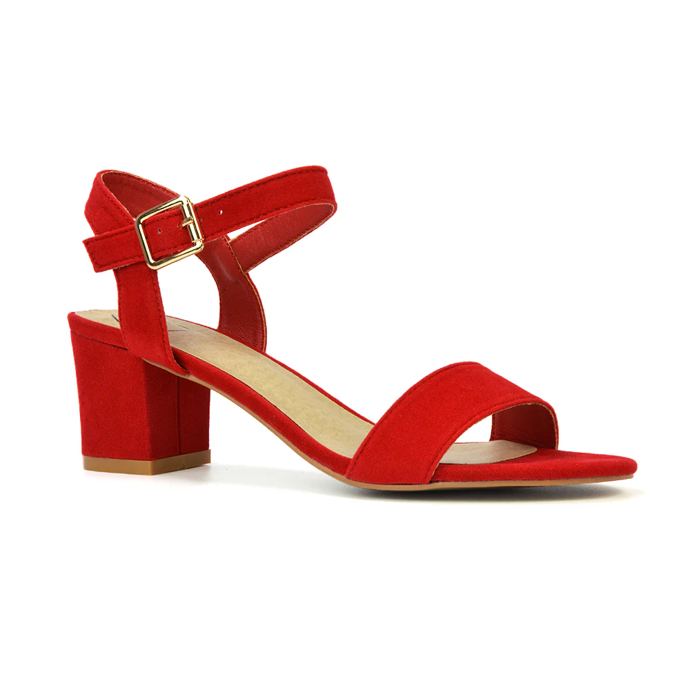 Mariana Strappy Buckle Up Mid Block Heel Sandals in Silver Metallic - Image 19