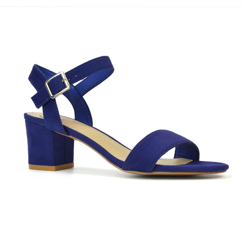 Mariana Strappy Buckle Up Mid Block Heel Sandals in Silver Metallic - Image 49