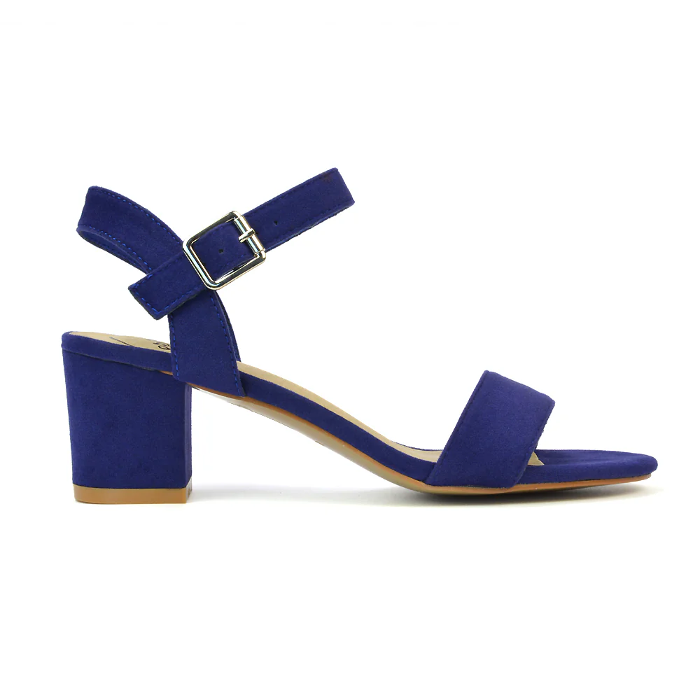 Mariana Strappy Buckle Up Mid Block Heel Sandals in Silver Metallic - Image 50
