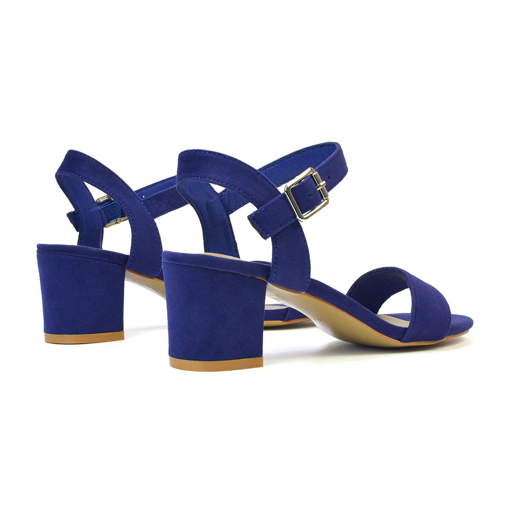 Mariana Strappy Buckle Up Mid Block Heel Sandals in Silver Metallic - Image 58