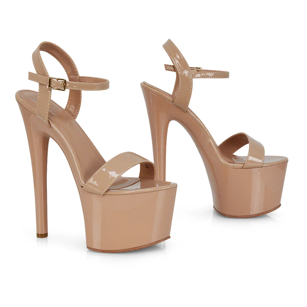 Matilda Womens Statement Strappy Sky High Stiletto Platform Heels in Black Patent - Image 164