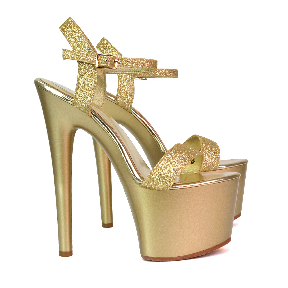 Matilda Womens Statement Strappy Sky High Stiletto Platform Heels in Green Patent - Image 132