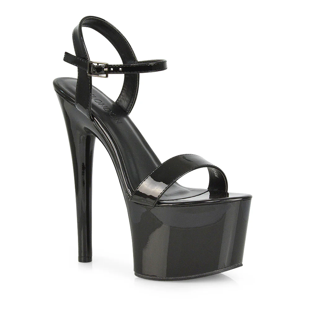 Matilda Womens Statement Strappy Sky High Stiletto Platform Heels in Green Patent - Image 180
