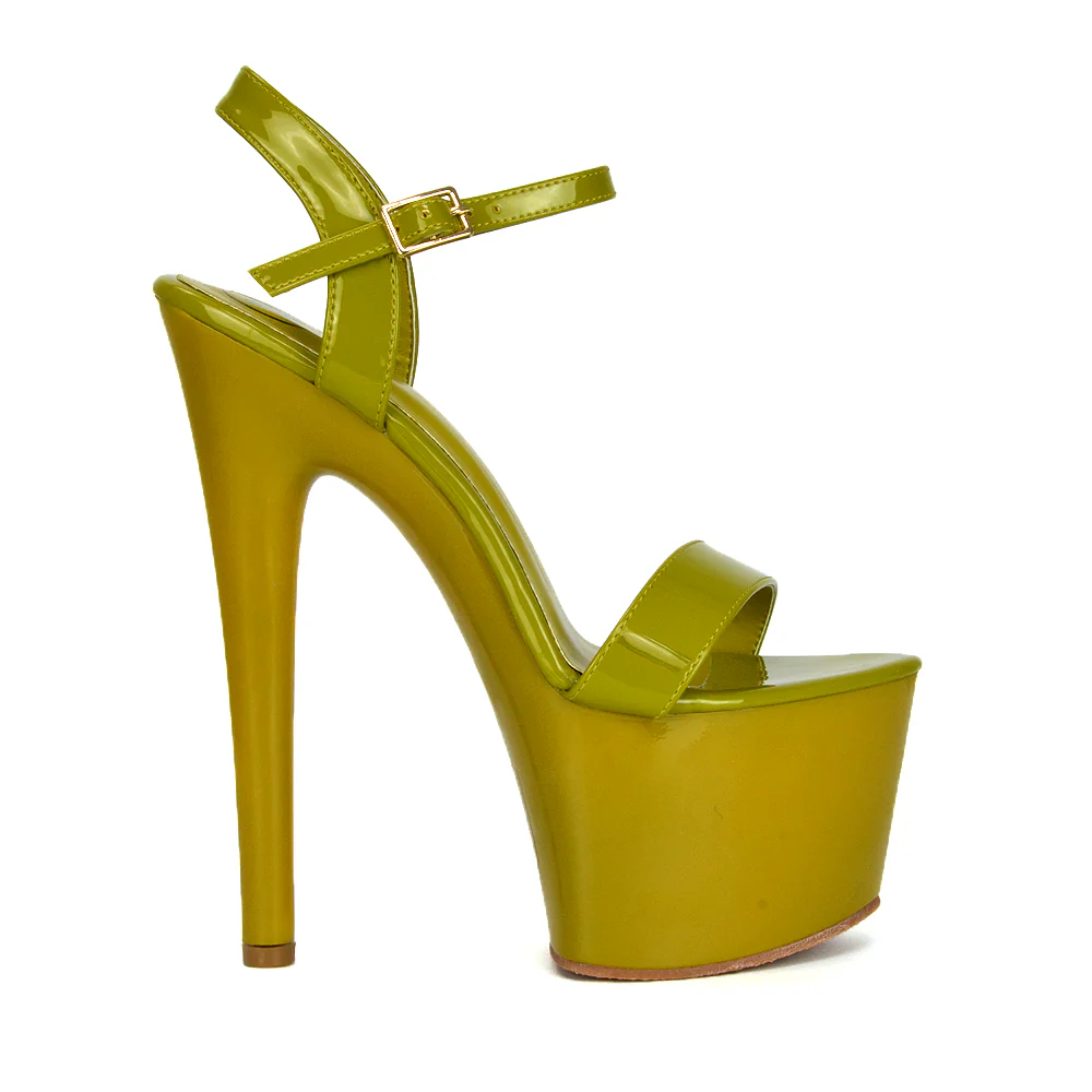 Matilda Womens Statement Strappy Sky High Stiletto Platform Heels in Red Patent - Image 42