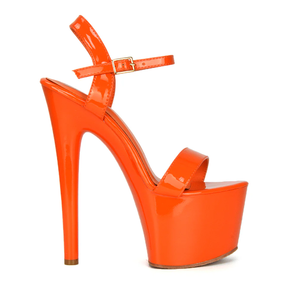 Matilda Womens Statement Strappy Sky High Stiletto Platform Heels in Red Patent - Image 84