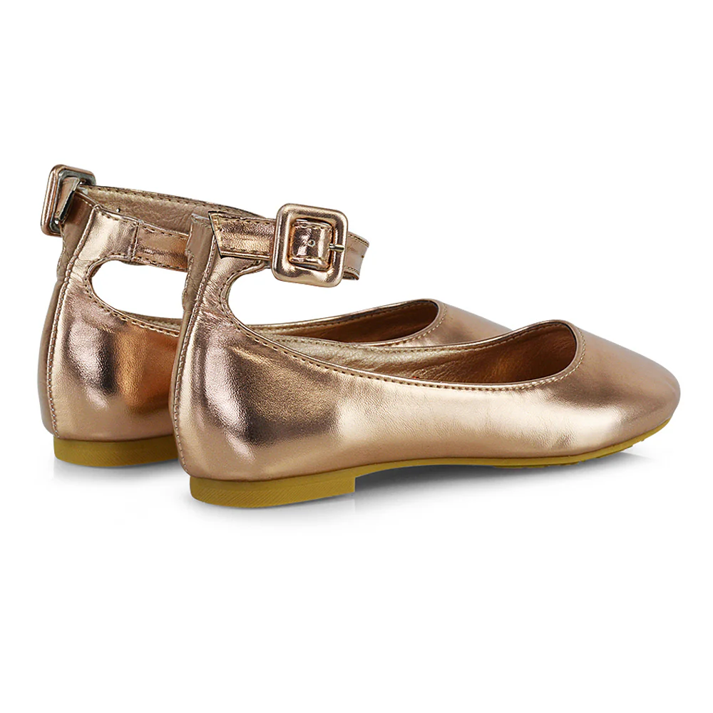 Milo Kids Ankle Strap Buckle up Flat Heel Ballerina Pumps Wedding Bridal Shoes in Pink - Image 124