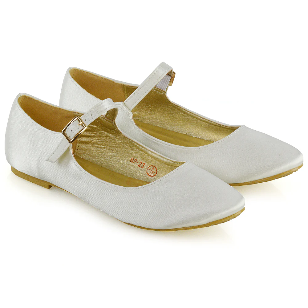 Nellie Ballerina Pump over the Foot Buckle up Strap Wedding Flat Bridal Shoes in Pastel Pink Satin - Image 55