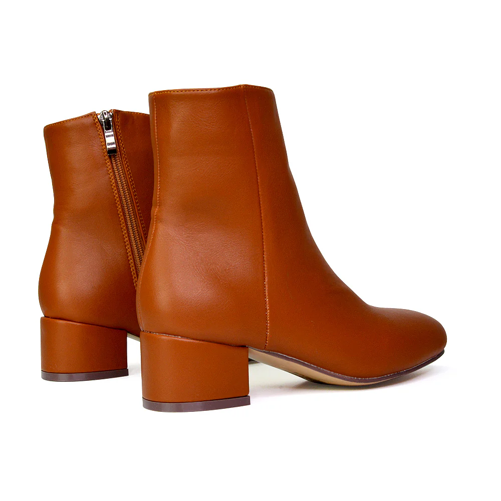 Nolan Winter Mid Block High Heel Ankle Boots With Inside Zip in Black Faux Suede - Image 40