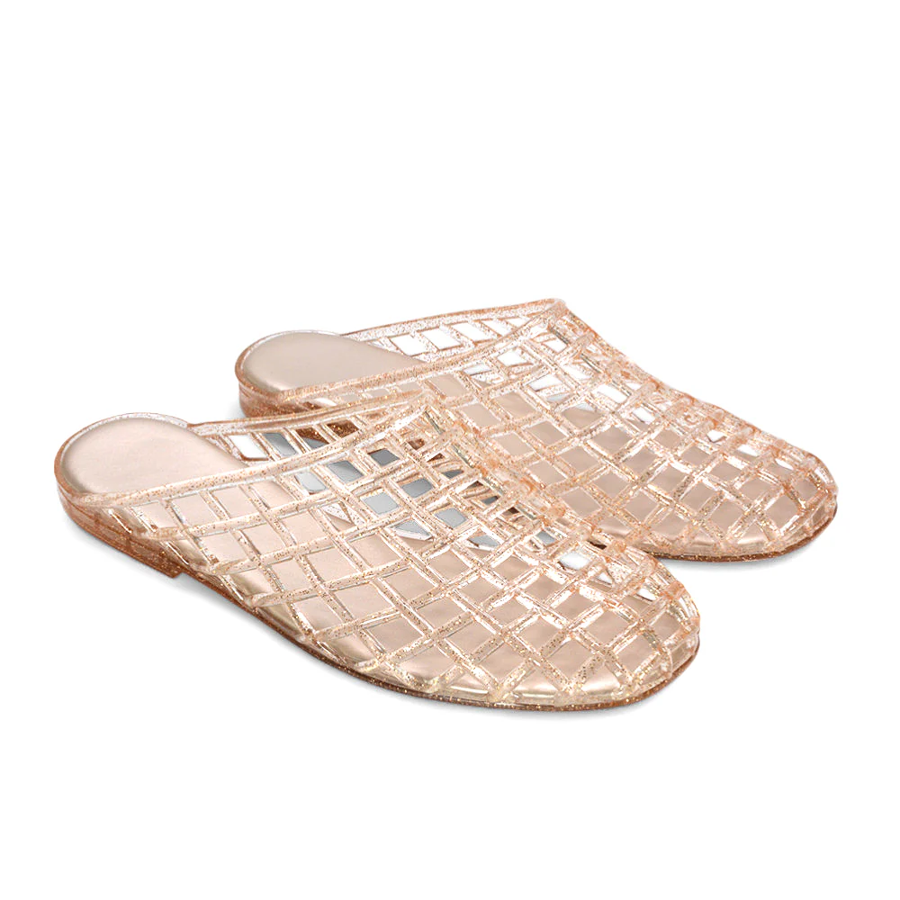 Ophelia Slip On Cage Jelly Mule Flat Summer Sandals in Brown - Image 16