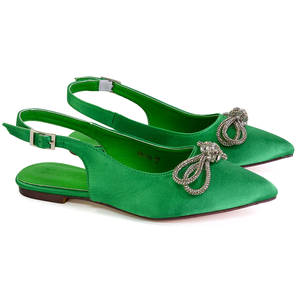 Ossie Slingback Diamante Bow Pointed Toe Ballerina Pump Shoes in Fuchsia - Image 20