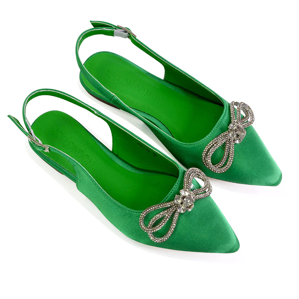 Ossie Slingback Diamante Bow Pointed Toe Ballerina Pump Shoes in Fuchsia - Image 24