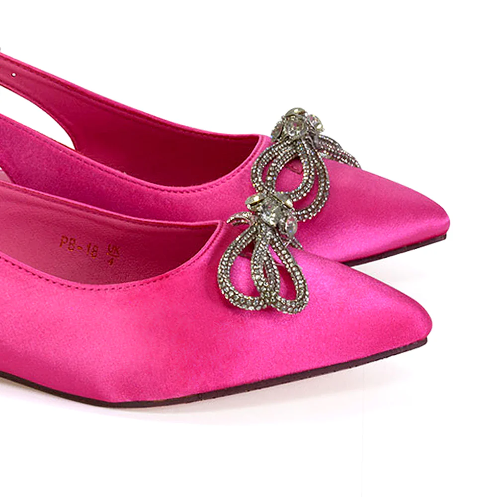 Ossie Slingback Diamante Bow Pointed Toe Ballerina Pump Shoes in Green - Image 42