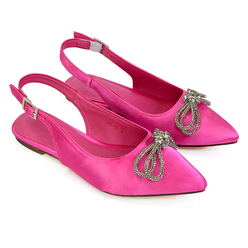 Ossie Slingback Diamante Bow Pointed Toe Ballerina Pump Shoes in Green - Image 46