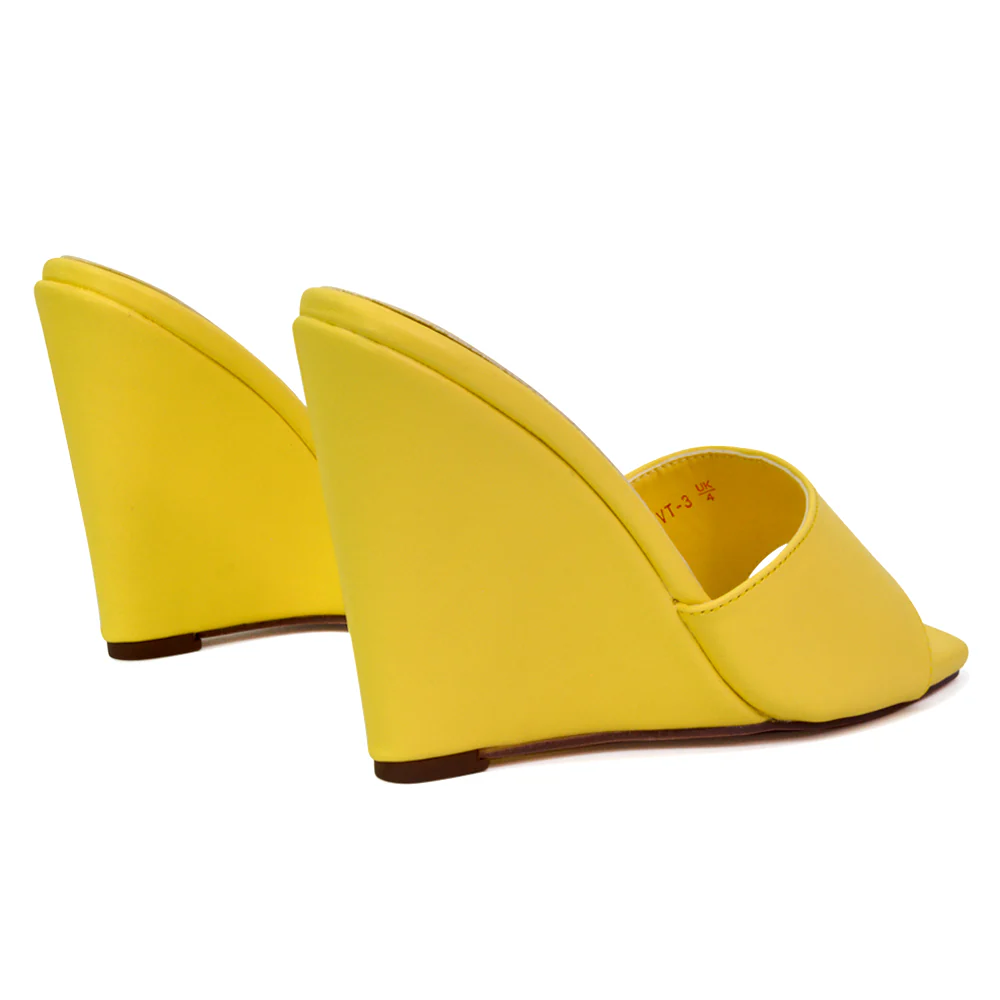 Otis Slip On Square Toe Wedge High Heeled Mule Summer Sandals in Pink - Image 118