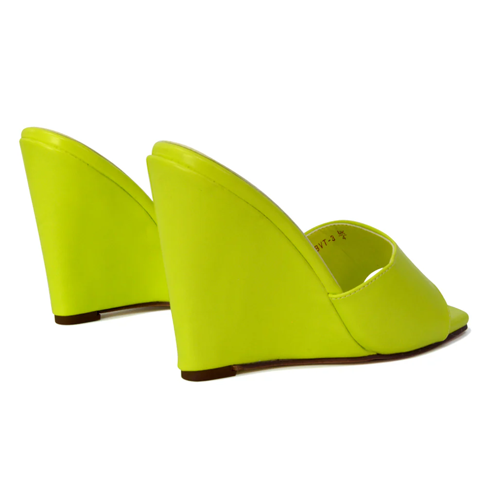 Otis Slip On Square Toe Wedge High Heeled Mule Summer Sandals in Pink - Image 23