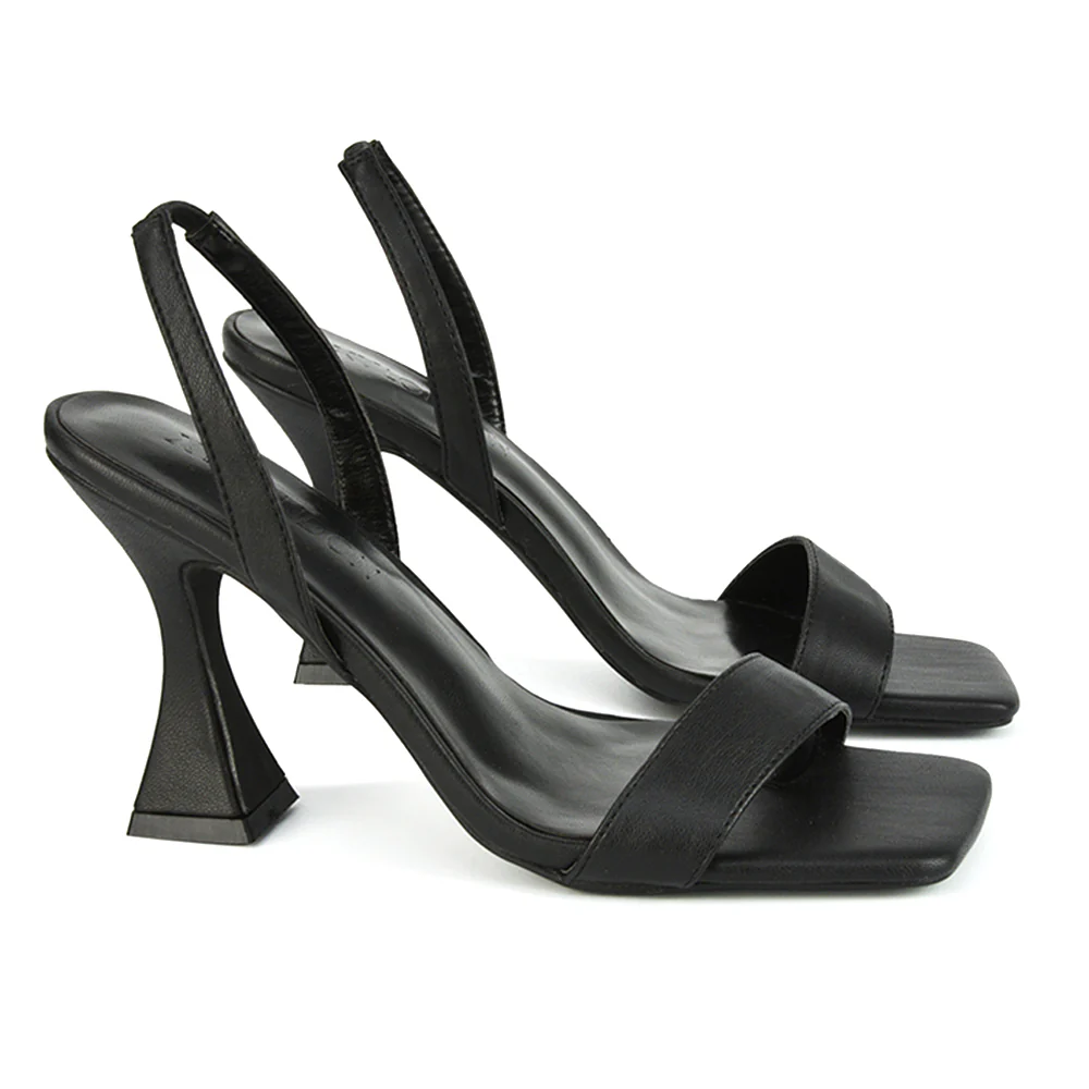 Paola Sling Back Strappy Square Toe Sculptured High Heel Sandals in Pink Synthetic Leather - Image 6
