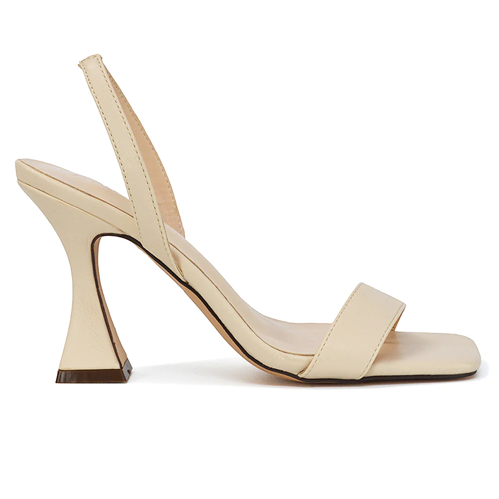 Paola Sling Back Strappy Square Toe Sculptured High Heel Sandals in Pink Synthetic Leather - Image 68
