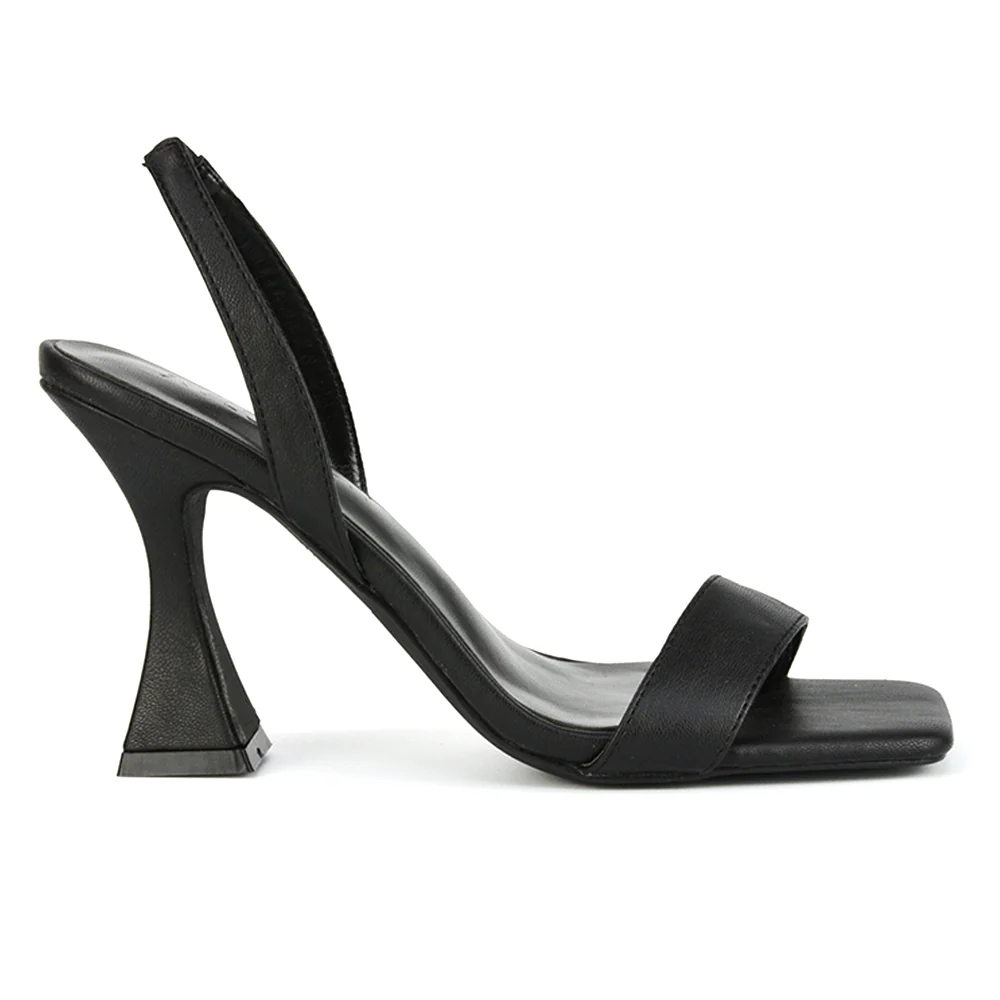 Paola Sling Back Strappy Square Toe Sculptured High Heel Sandals in Pink Synthetic Leather - Image 8