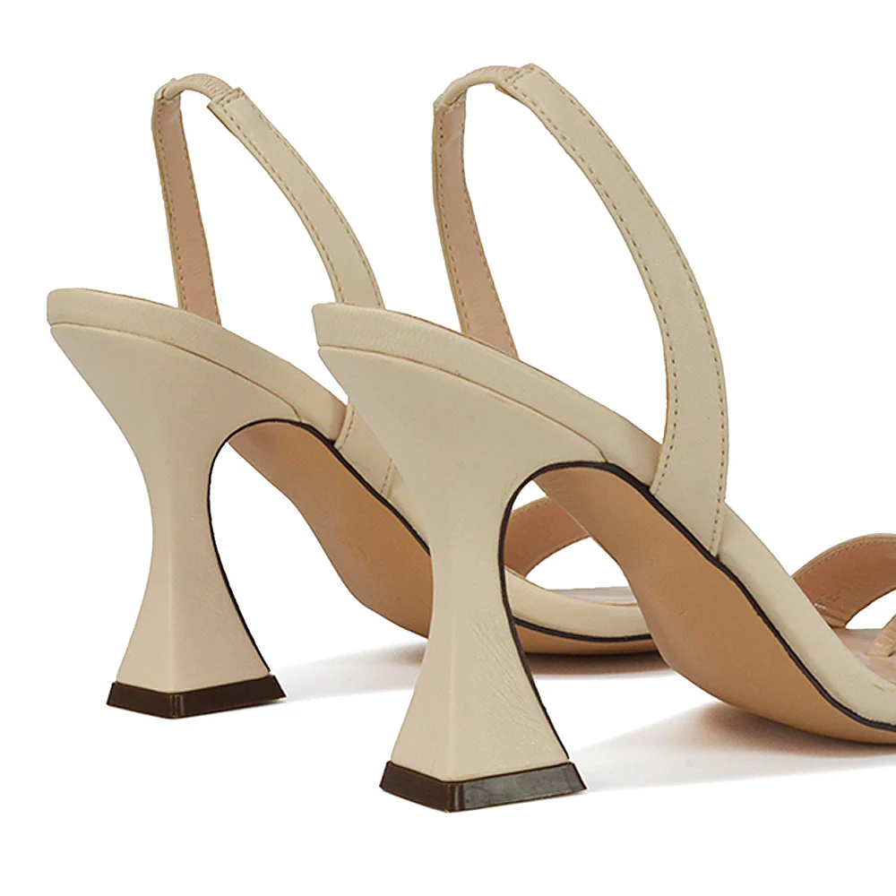 Paola Sling Back Strappy Square Toe Sculptured High Heel Sandals in Pink Synthetic Leather - Image 92
