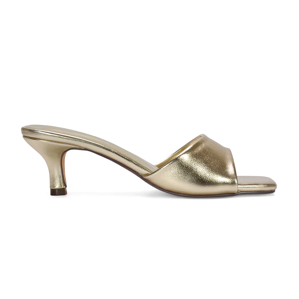 Pearl Square Toe Stiletto Kitten Heel Mule Sandals in White Synthetic Leather - Image 17