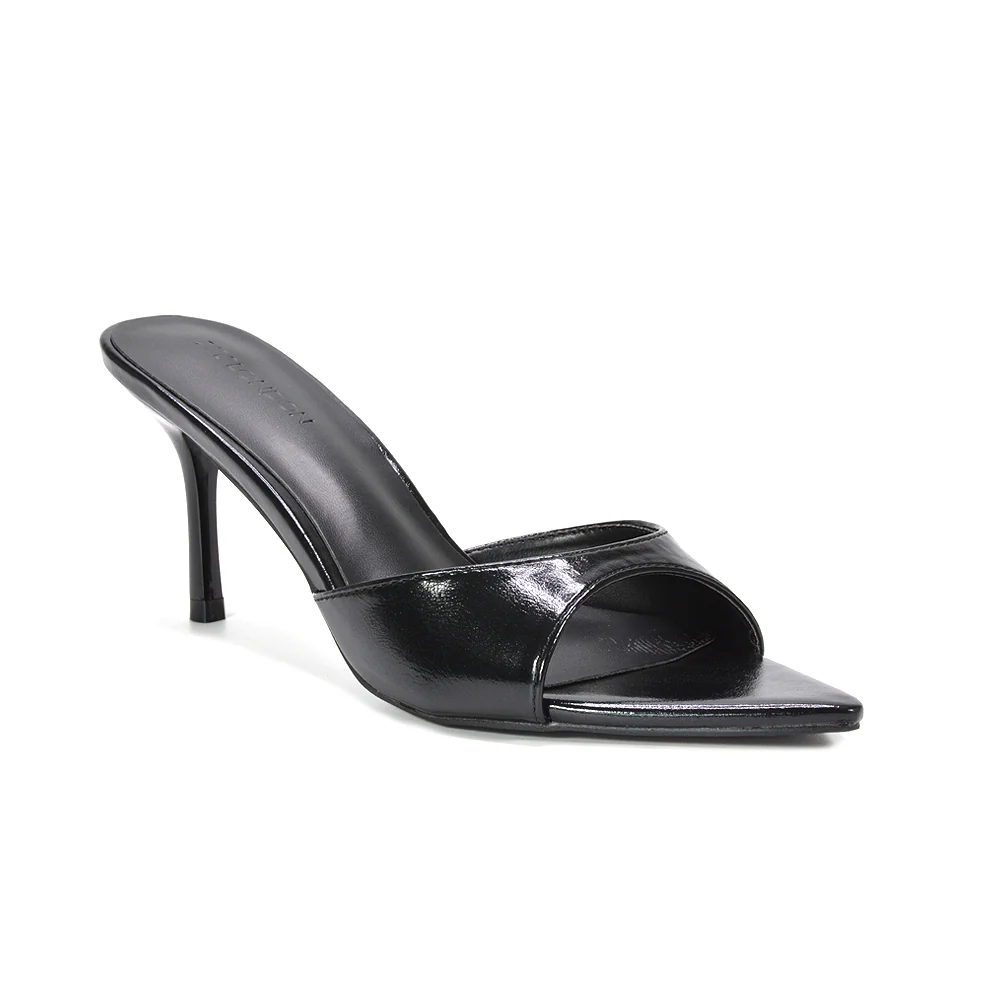 Perry Peep Toe Stiletto Mid Heel Slip On Mules in Silver Metallic - Image 20