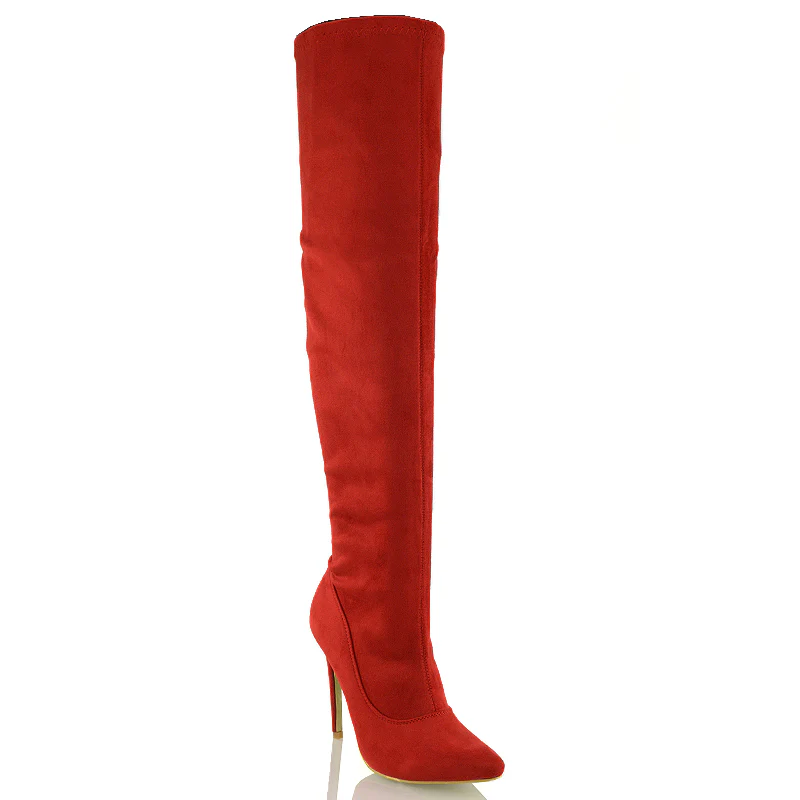 PIPER OVER THE KNEE ZIP UP THIGH HIGH STILETTO HEELED BOOTS IN BLACK PATENT - Image 73