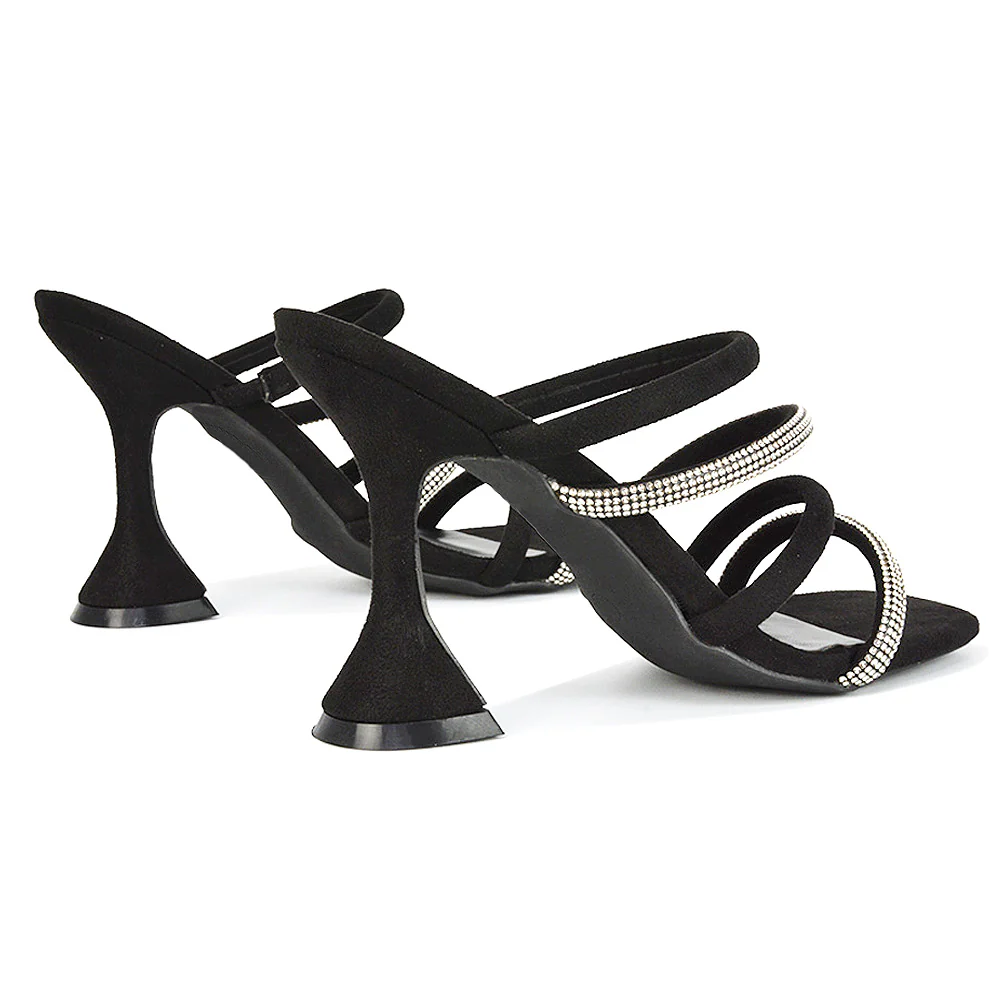 Posie Diamante Strappy Square Toe Sculptured High Heel Wedding Sandals in Rose Gold - Image 122