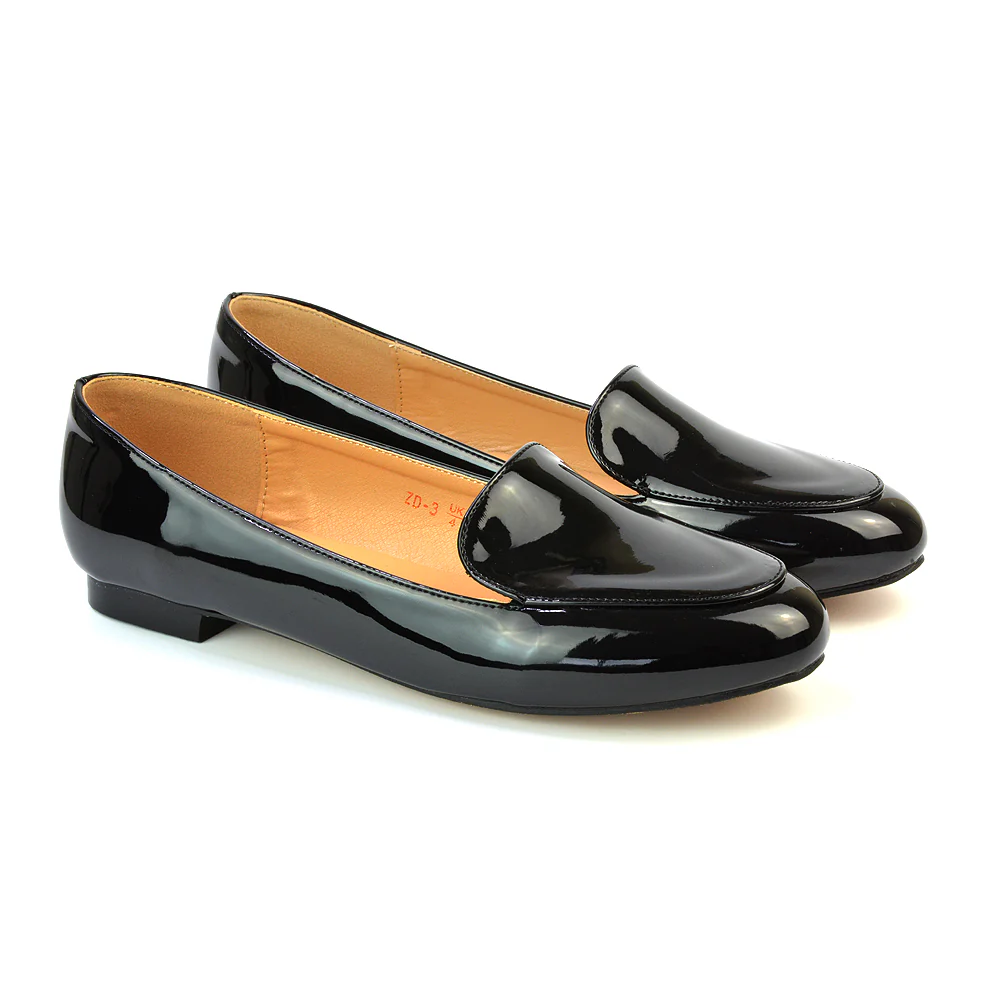 Quincy Slip On Low Heel Back to School Shoes Pumps Loafers in Black Faux Suede - Image 101