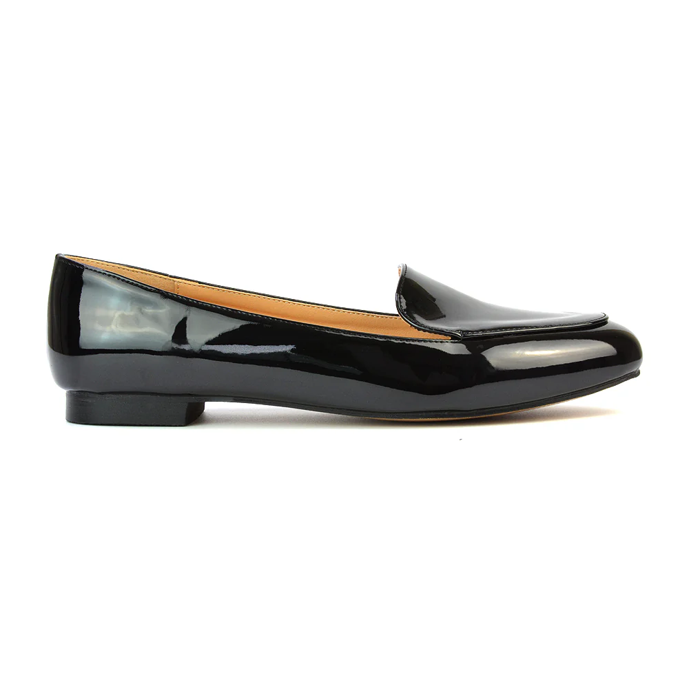 Quincy Slip On Low Heel Back to School Shoes Pumps Loafers in Black Faux Suede - Image 110