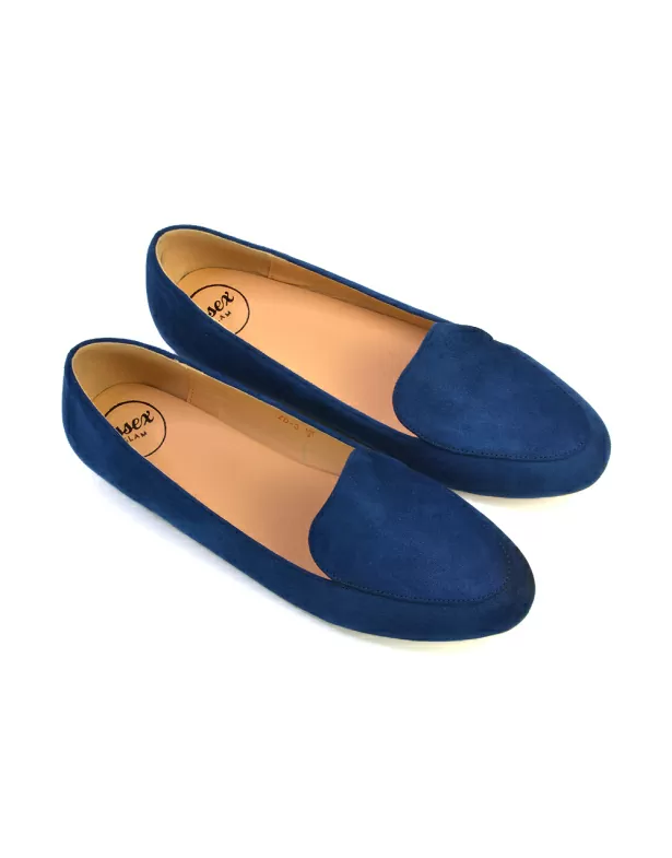 Quincy Slip On Low Heel Back to School Shoes Pumps Loafers in Black Faux Suede - Image 2