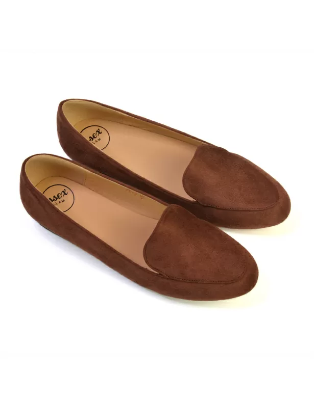 Quincy Slip On Low Heel Back to School Shoes Pumps Loafers in Black Faux Suede - Image 3