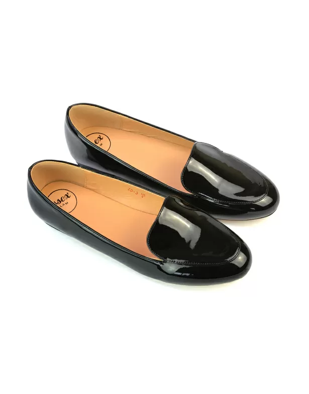 Quincy Slip On Low Heel Back to School Shoes Pumps Loafers in Black Faux Suede - Image 4