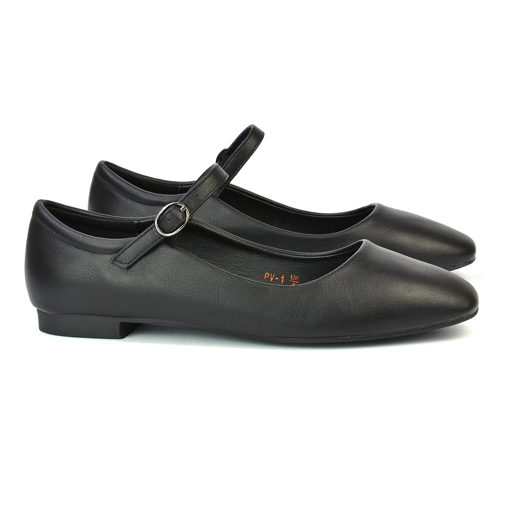 Reigan Mary Jane Square Toe Buckle Up Strappy Flats Ballerina Pumps in Silver - Image 14