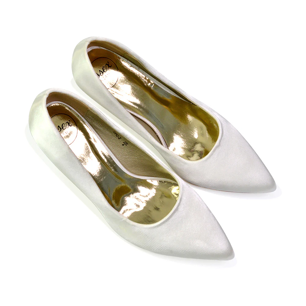 Romi Bridal Shoes Pointed Toe Wedding Glitter Court Shoes Mid Stiletto Heels in Silver - Image 61