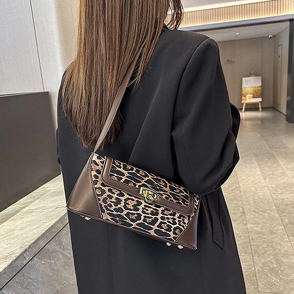 Romy Leopard Print Adjustable Strap Trendy Shoulder Bag in Beige Leopard - Image 13