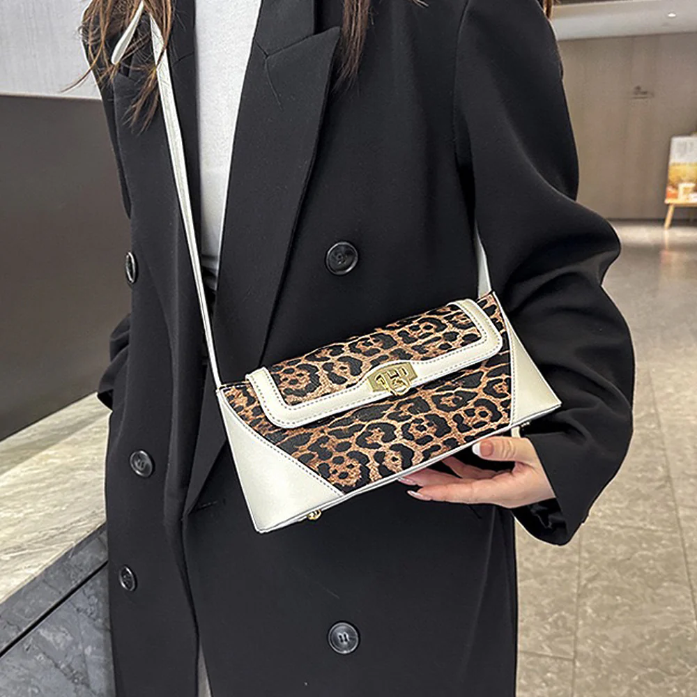 Romy Leopard Print Adjustable Strap Trendy Shoulder Bag in Beige Leopard - Image 4