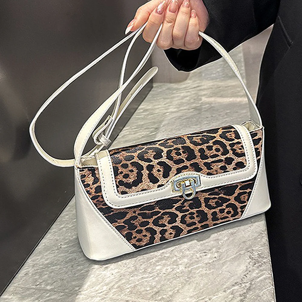 Romy Leopard Print Adjustable Strap Trendy Shoulder Bag in Beige Leopard - Image 6
