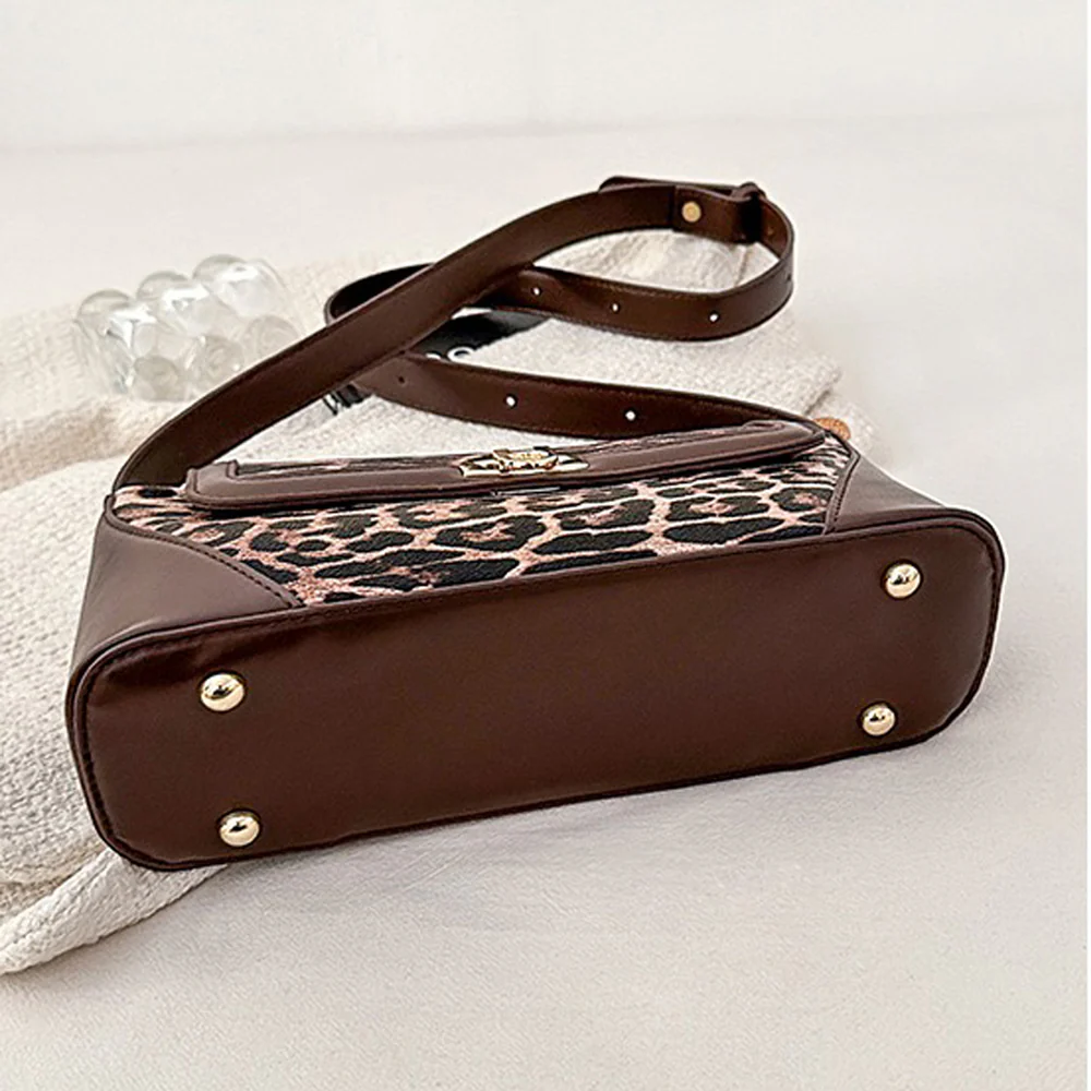 Romy Leopard Print Adjustable Strap Trendy Shoulder Bag in Beige Leopard - Image 17