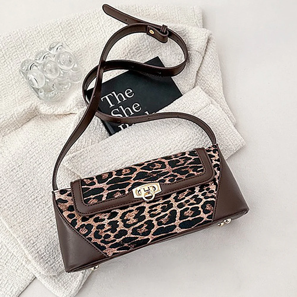 Romy Leopard Print Adjustable Strap Trendy Shoulder Bag in Beige Leopard - Image 15