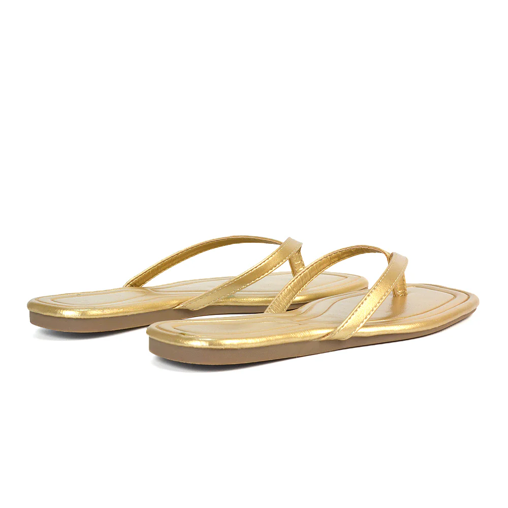 Rosie Flip Flop Square Toe Slip On Summer Flat Sandal Slides in White - Image 16