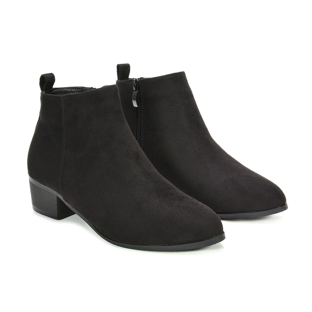 Rylie Women’s Western Cowboy Ankle Boots With Low Block Heel in Black Faux Suede - Image 6