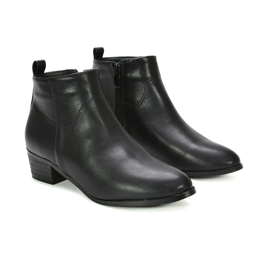 Rylie Women’s Western Cowboy Ankle Boots With Low Block Heel in Black Faux Suede - Image 11