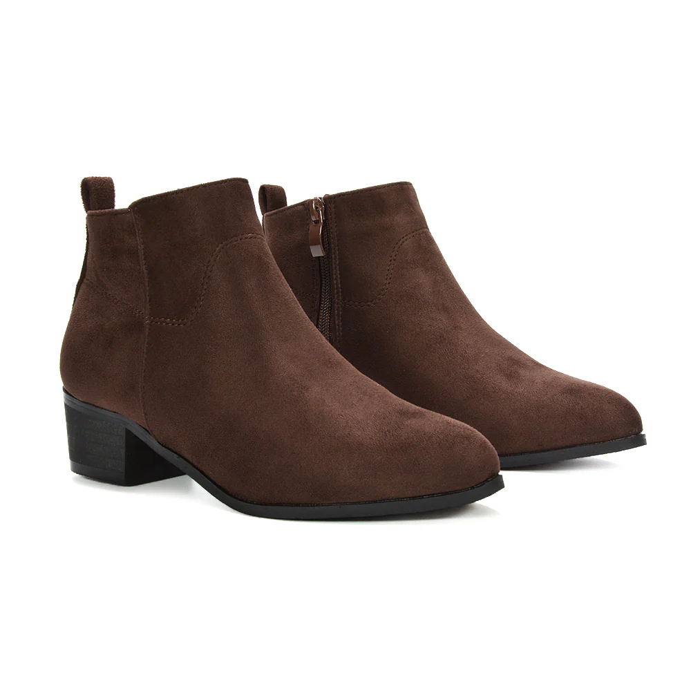Rylie Women’s Western Cowboy Ankle Boots With Low Block Heel in Black Faux Suede - Image 15