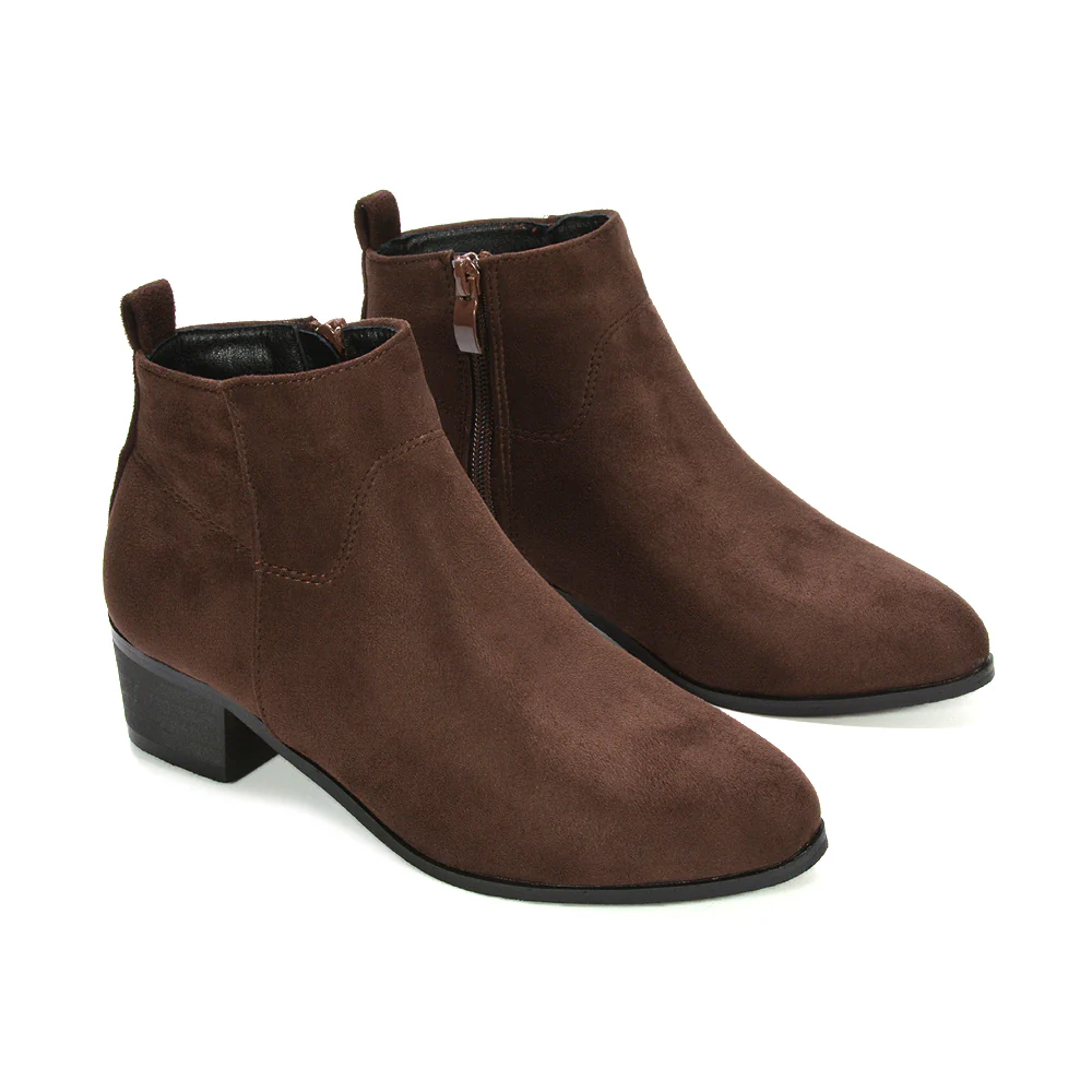 Rylie Women’s Western Cowboy Ankle Boots With Low Block Heel in Black Faux Suede - Image 18