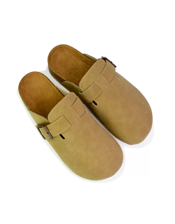 Savannah Womens Closed Toe Slip On Buckle Flat Sandals in Taupe - Image 3