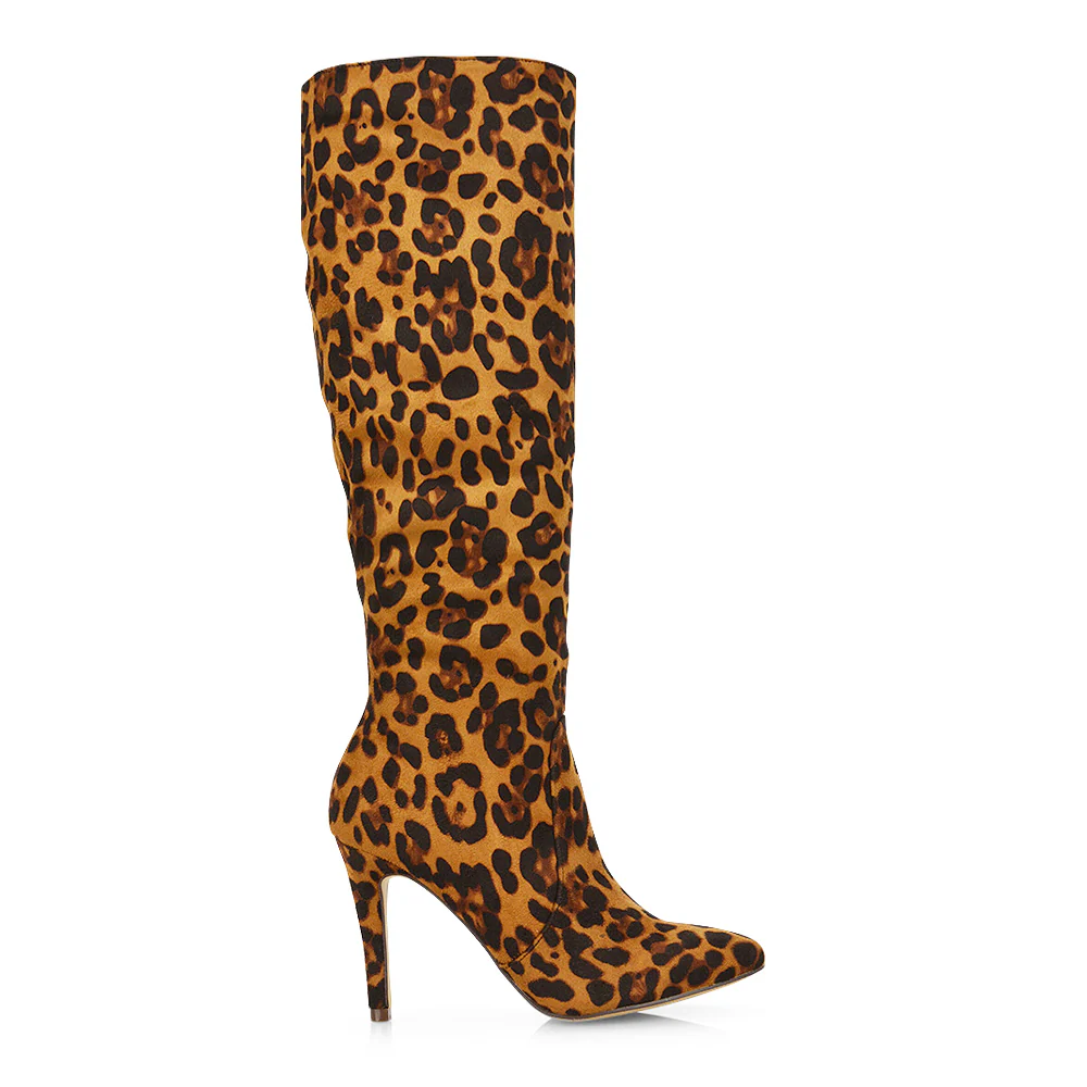 Savvy Pointed Toe Long Knee High Stiletto Heeled Boots in Navy Faux Suede - Image 176