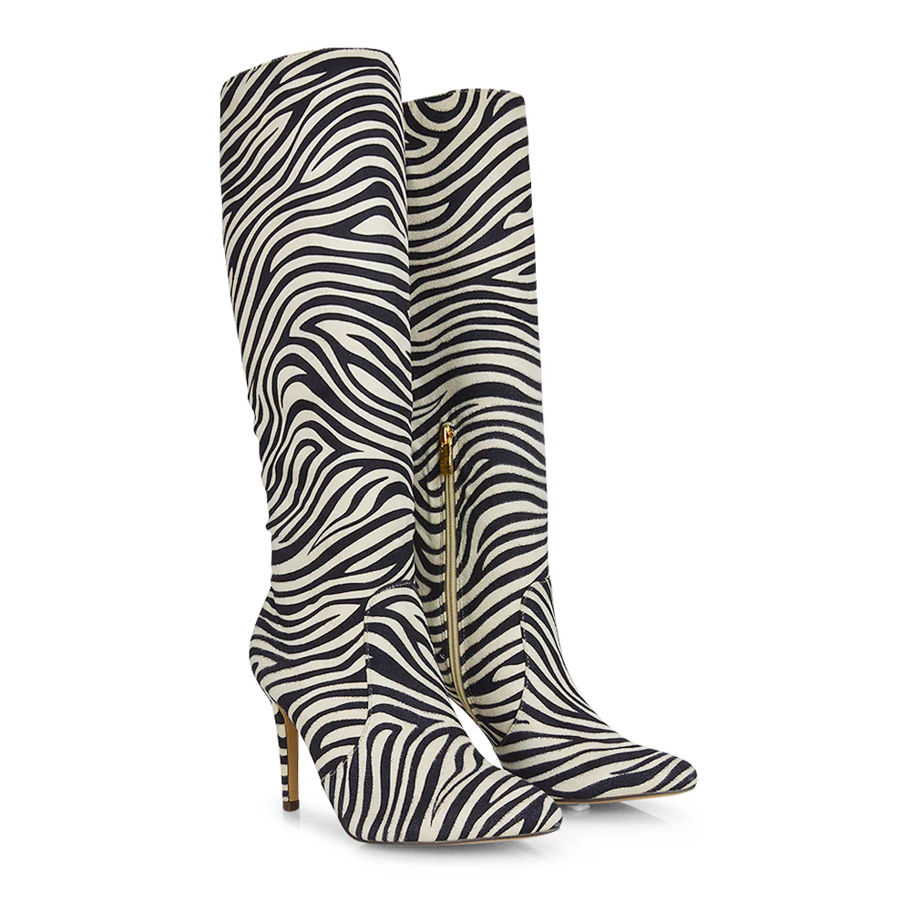 Savvy Pointed Toe Long Knee High Stiletto Heeled Boots in Navy Faux Suede - Image 213